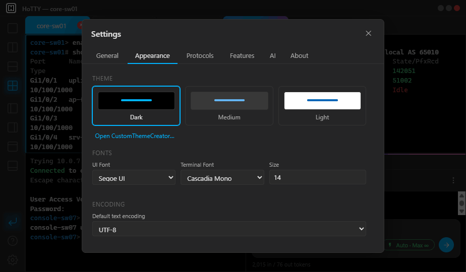 Settings → Appearance